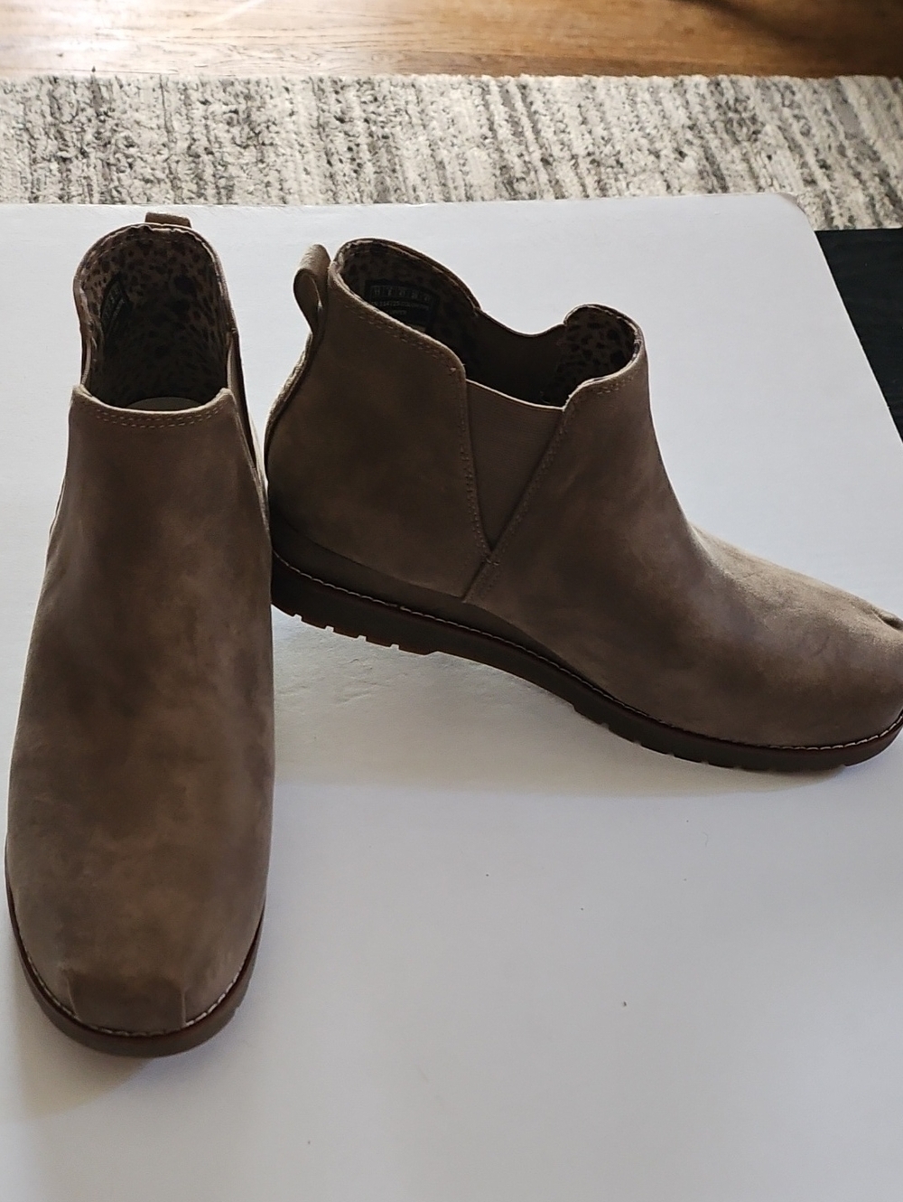 BOBS from Skechers Taupe Suede Chelsea Ankle Boots